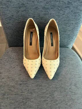 BCBGMaxAzria Cream Studded Heels